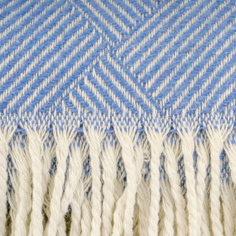 Šviesiai mėlynas medvilninis pledas