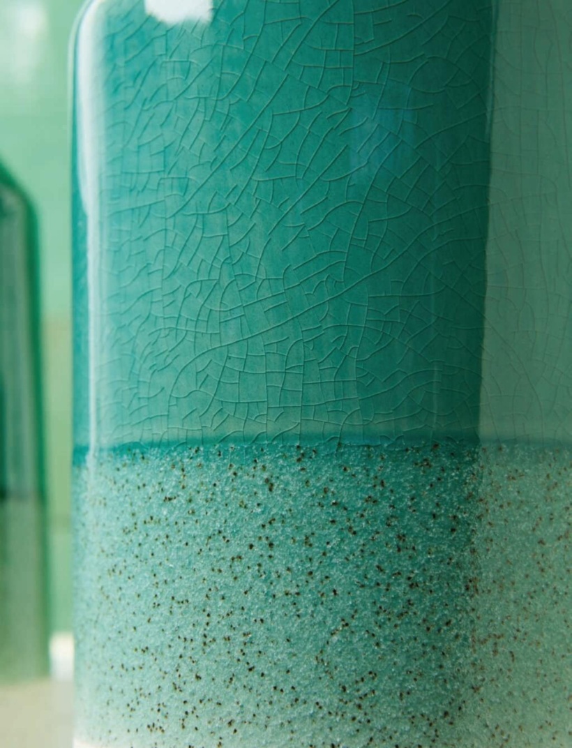 Akmens masės vaza - akvamarininė