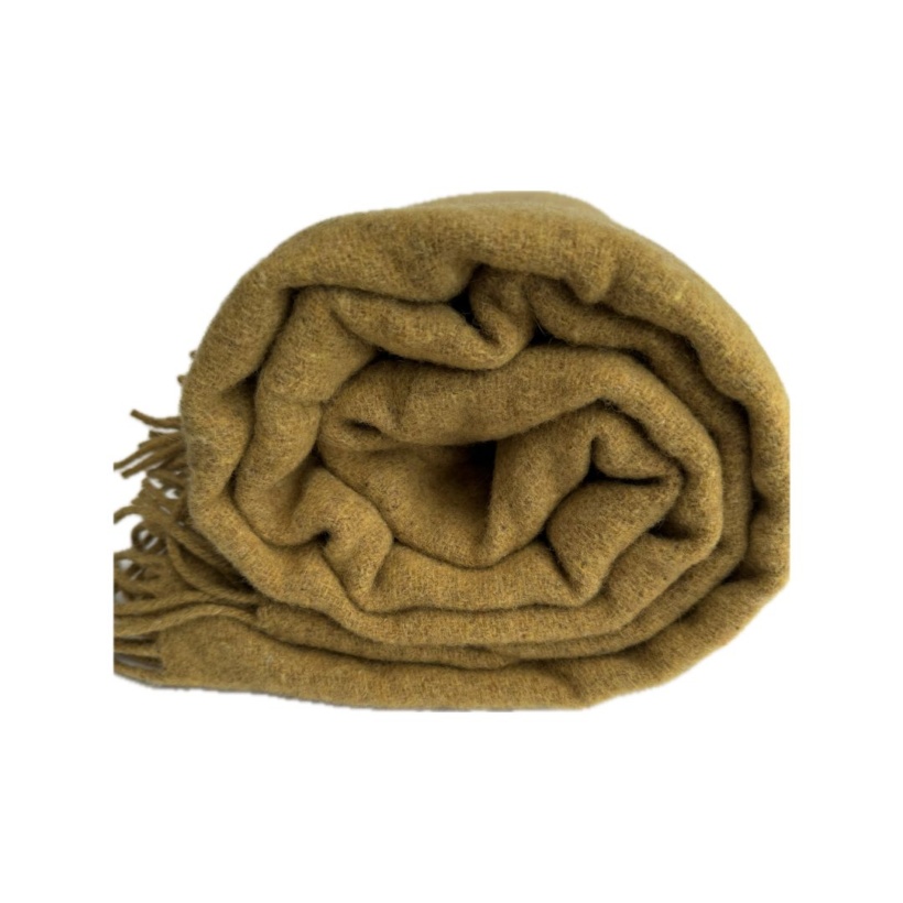 Garstyčių spalvos merino vilnos pledas