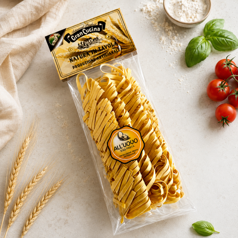 Tradiciniai itališki Tagliatelle makaronai su kiaušiniais Tradiciniai itališki Tagliatelle makaronai su kiaušiniais